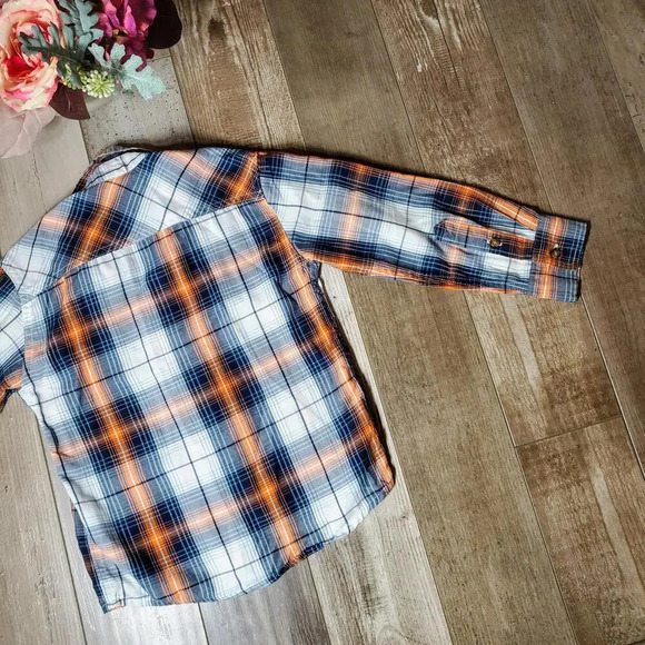 Route 66 Boys Plaid Button Down Shirt Blue Orange White Size Small 6/7 NWOT - Picture 12 of 15